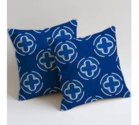 Cushion Covers 65x65 cm Blue Cushion Covers Soft Decorative Garden Cushions Set of 2 Square Sofa Pillowcases Geometric Throw Pillow Cases for Garden Furniture Bench Car Farmhouse Decor, Gifts C-1001