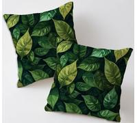 Cushion Covers 65x65 cm Green Cushion Covers Linen Decorative Garden Cushions Set of 2 Square Pillowcases Tropical Plants Throw Pillow Cases for Garden Furniture Bench Car Farmhouse Decor, Gifts C1065