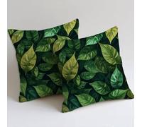 Cushion Covers 65x65 cm Green Cushion Covers Soft Decorative Garden Cushions Set of 2 Square Sofa Pillowcases Tropical Plants Throw Pillow Cases for Garden Furniture Bench Car Farmhouse Decor C-1065