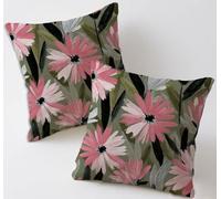 Cushion Covers 65x65 cm Pink Cushion Covers Linen Decorative Garden Cushions Set of 2 Square Sofa Pillowcases Summer Floral Throw Pillow Cases for Garden Furniture Bench Car Farmhouse Decor,Gifts C289