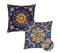 Cushion Covers 65x65 cm Set of 2 Outdoor Cushion Covers Navy Waterproof Linen Sofa Cushions Mandala Wind Cushions Square Decorative Pillows With Invisible Zippe for Sofa Patio Garden Décor qq-590