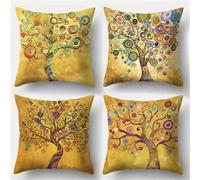 Cushion Covers 65x65 cm Tree of Life Set of 4 Modern Abstract Decorative Throw Pillow Covers Soft Square Cushion Cases for Living Room Sofa Couch Bed Pillowcases