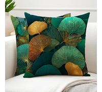 Cushion Covers 65x65cm Mustard Outdoor Cushions Waterproof Velvet Sofa Cushions Leaf Square Throw Pillow Covers with Invisible Zipper, Pillow Cases 2 Pack for Sofa Bedroom Patio Garden, Gifts G6-822