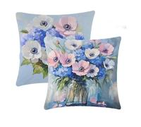 Cushion Covers 65x65cm Pink Outdoor Cushions Waterproof Flowers Velvet Cushions Double-Sided Printing Sofa Cushion Square Decorative for Indoor bed Sofa Chair Car room decor Gifts for woman T-694