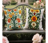 Cushion Covers 65x65cm Set of 2 Outdoor Cushions Green Waterproof Garden Cushions Linen Throw Pillow Covers Summer Flowers Double Sided Printing Indoor Sofa Outdoor Balcony Summer Fall Decor yw-834