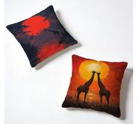 Cushion Covers 70 x 70 Pillow Cases 2 Pack Sunset Sofa Cushions 28x28 Inch Decorative Pillows Giraffe Outdoor Pillowcase Linen, HD Double Sided Printing Bench Home Decoration Spring Summer 3-JS111V