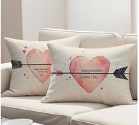 Cushion Covers 70 x 90 cm Set of 2 Pack Pink Outdoor Cushions Waterproof Linen Decorative Oblong Rectangle Love Throw Pillow Case with Invisible Zipper for Autumn Garden Home Decor Gifts R-3647