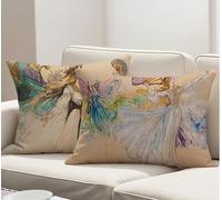 Cushion Covers 70 x 90 cm Set of 2 Pack Retro Outdoor Cushions Waterproof Linen Decorative Oblong Rectangle Our Lady Throw Pillow Case with Invisible Zipper for Autumn Garden Home Decor Gifts R-4310