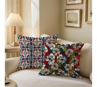 Cushion Covers 70cm x 70cm, Bohemia Outdoor Cushions Geometry Sofa Cushions Set of 2, Double Sided Square Pillows, Waterproof Linen Pillowcases for Patio Garden Bench Sofa Summer Room Decor Z1-363