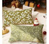 Cushion Covers 70cm x 90cm Green Cushions, Garden Cushions Rectangle Cushion Covers Pack of 2 Double Sided Printed Velvet Throw Pillow Covers for Living Room Sofa Bedroom Bed Home Decor Leaf 3m-370
