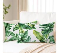 Cushion Covers 70cm x 90cm Green Cushions Linen Cushion Covers Leaf Garden Cushions Set of 2 Fall Decorative Pillows with Invisible Zipper Large Pillow for Sofa Patio Bench Balcony Car Office 2s-668