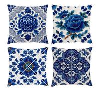 Cushion Covers 70x70cm, Outdoor Cushions Set of 4 Decorative Linen Square Cushion Covers Tree Black And White Waterproof Cushions With Smooth Invisible Zip Sofa Bed Outdoor Garden Summer Decor s-545