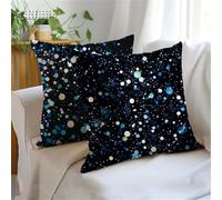 Cushion Covers 70x70cm Set of 2 Blue Outdoor Cushions,Double-Sided Printing Starry Sky Cushion Cover,Waterproof Linen Decorative Throw Pillow Bring Invisible Zipper for Sofa Garden Autumn Decor JX-760