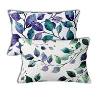 Cushion Covers 70x90 cm Purple Cushion Covers Leaf Patterned Rectangle Pillowcases Pack of 2 Linen Decorative Sofa Throw Pillow Cases with Invisible Zipper for Home Room Garden Decor, Gifts h-1401