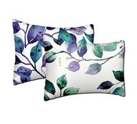 Cushion Covers 70x90 cm Purple Cushions set of 2 Soft Short Plush Decorative Pillows Leaf Double Sided Printing, Rectangle Sofa Throw Pillow Case for Home Living Room Couch Patio Decor, Gifts h-1401