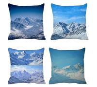 Cushion Covers 75cm x 75cm Set of 4, Velvet Outdoor Cushions Snow Mountain Waterproof Garden Cushions landscape, Comfort Square Throw Pillow, for Garden Livingroom Balcony Decor, s-447