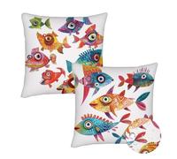 Cushion Covers 75x75 cm Set of 2 Outdoor Cushion Covers Color Waterproof Linen Sofa Cushions Fish Cushions Square Decorative Pillows With Invisible Zippe for Indoor Sofa Patio Garden Décor qq-715