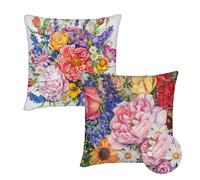 Cushion Covers 75x75 cm Set of 2 Outdoor Cushion Covers Color Waterproof Linen Sofa Cushions Pastoral Style Cushions Square Decorative Pillows With Invisible Zippe for Sofa Patio Garden Décor qq-713