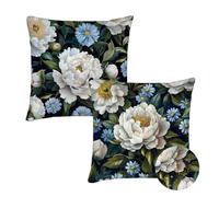 Cushion Covers 75x75 cm Set of 2 Outdoor Cushion Covers Olive Waterproof Linen Sofa Cushions Pastoral Style Cushions Square Decorative Pillows With Invisible Zippe for Sofa Patio Garden Décor qq-724