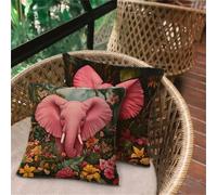 Cushion Covers 75x75, Square Linen Cushions Pink Flower, Small Pillow Cases 2 Pack, Waterproof Outdoor Patio Garden Cushions Sofa Bed Living Room, Home Decoration Pillow Case, Invisible Zipper D-87