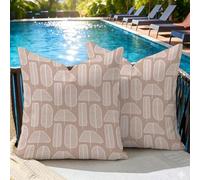 Cushion Covers 80 x 80 cm Retro Brown Set of 2 Outdoor Cushions Waterproof Linen Textured Square Throw Pillowcases, Sofa Cushions with Invisible Zipper for Garden, Sofa, Bed & Home Decoration, #276l