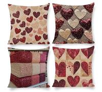 Cushion Covers 80 x 80 Set of 4 Garden Outdoor Cushions Fall Pillow Cases Red Love Seasonal Pillow Covers Decor Couch Chair Living Room, Velvet Cushions, Christmas, Female Gifts 32 x 32 in W-172