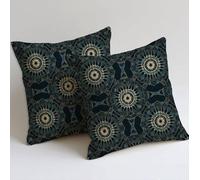 Cushion Covers 80x80 cm Retro Cushion Covers Soft Decorative Garden Cushions Set of 2 Square Sofa Pillowcases Boho Throw Pillow Cases with Invisible Zipper for Garden Furniture Farmhouse Decor C-301