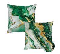 Cushion Covers 80x80 cm Set of 2 Outdoor Cushion Covers Emerald Waterproof Linen Sofa Cushions Abstract Elements Cushions Square Decorative Pillows With Invisible Zippe for Sofa Patio Garden qq-1049