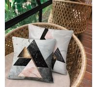 Cushion Covers 80x80, Square Linen Cushions Modern Geometry, Small Pillow Cases 2 Pack, Waterproof Outdoor Patio Garden Cushions Sofa Bed Living Room, Home Decor Pillow Case, Invisible Zipper D-452