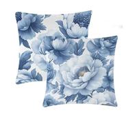 Cushion Covers 80x80cm Blue Outdoor Cushions Waterproof Flowers Linen Cushions Double-Sided Printing Sofa Cushion Square Decorative for Indoor bed Sofa Chair Car room decor Gifts for woman T-618