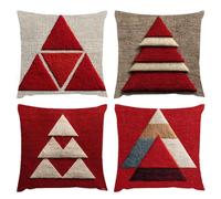Cushion Covers 80x80cm, Outdoor Cushions Set of 4 Decorative Linen Square Cushion Covers Geometric Yellow Waterproof Cushions With Smooth Invisible Zip for Sofa Bed Outdoor Garden Summer Decor s-297