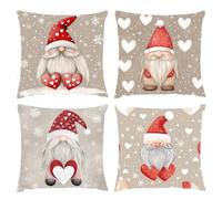 Cushion Covers 80x80cm, Outdoor Cushions Set of 4 Decorative Velvet Square Cushion Covers Christmas Red Waterproof Cushions With Smooth Invisible Zip Indoor Sofa Bed Outdoor Garden Summer Decor s-537