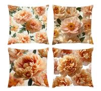 Cushion Covers 80x80cm, Outdoor Cushions Set of 4 Decorative Velvet Square Cushion Covers Yellow Flowers Waterproof Cushions With Smooth Invisible Zip for Sofa Bed Outdoor Garden Summer Decor s-256