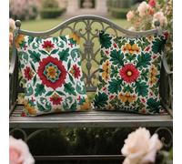 Cushion Covers 80x80cm Set of 2 Outdoor Cushions Green Waterproof Garden Cushions Linen Throw Pillow Covers Flowers. Double Sided Printing Indoor Sofa Outdoor Balcony Summer Fall Decor,Gifts yw-774