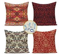 Cushion Covers 80x80cm Tribal Geometric Outdoor Cushions Waterproof Linen Sofa Cushion Cover Decorative Pillows Square Large Cushions Modern Pillowcases for Garden Patio Living Room Farmhouse Decor F6