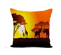 Cushion Covers Africa African Savanna Evening Landscape Safari Tree Giraffe Cushion Case Decorations Throw Pillow Case Double Sided Printing Pillowcases For Sofa Office Living Room 45X45CM