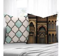 Cushion Covers Architecture Sofa Cushions 60x60cm Set of 2 Soft Pillow Square Pillows, Pattern Outdoor Cushions Decorative Pillows with Smooth Invisible Zipper for Living Room Christmas Decor R1-872