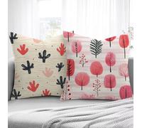 Cushion Covers Beige Sofa Cushions 35x35cm Set of 2 Soft Pillow Square Pillows, Tree Outdoor Cushions Decorative Pillows with Smooth Invisible Zipper for Bed Garden Living Room Christmas Decor R1-788