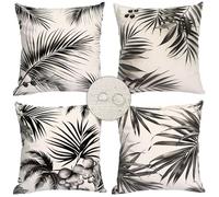 Cushion Covers, Black And White Cushion Covers 40x40cm set of 4 Outdoor Waterproof Cushion Covers Tropical Leaves Cushion Covers Throw Pillow Case 15.7x15.7Inch Outdoor Patio Garden Cushions mu-434