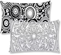 Cushion Covers Black Large Cushions 40x80cm Garden Cushions Soft Velvet Rectangle Geometry Decorative Pillows Set of 2 with Invisible Zipper Throw Pillow Covers for Sofa Bedroom Bed Home Decor S1-561