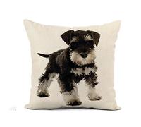 Cushion Covers Black Puppy Miniature Schnauzer In Front Of Dog Pet Throw Pillow Case Double Sided Printing Pillowcases Decorations Pillow Cover For Office Sofa Living Room 45X45CM