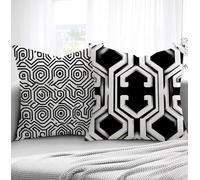 Cushion Covers Black Sofa Cushions 35x35cm Set of 2 Soft Pillow Square Pillows, Pattern Outdoor Cushions Decorative Pillows with Smooth Invisible Zipper for Garden Living Room Christmas Decor R1-706