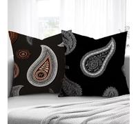 Cushion Covers Black Sofa Cushions 35x35cm Set of 2 Soft Pillow Square Pillows, Pattern Outdoor Cushions Decorative Pillows with Smooth Invisible Zipper for Garden Living Room Christmas Decor R1-682