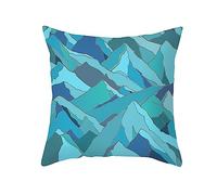 Cushion Covers Blue Mountain Pillow Cases Soft Linen Bed Cushions with Covers Included Washable Sofa Cushions with Invisible Zip Pillowcase Breathable Pillow Cover Cushion Cover 80x80cm/1 Pack