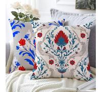 Cushion Covers Bohemia Outdoor Cushions Set Of 2 50x50cm Waterproof Linen Soft Cushions For Sofa Retro Decorative Square Pillowcase With Invisible Zipper For Garden,Patio Seating,Bed Room Decor A1-904