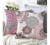 Cushion Covers Bohemia Outdoor Cushions Set Of 2 60x60cm Waterproof Linen Soft Cushions For Sofa Aesthetic Decorative Square Pillowcase With Invisible Zipper For Garden,Patio Seating,Room Decor A1-854