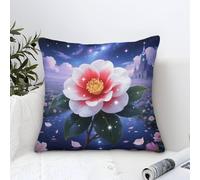 Cushion Covers Camellia Japonica Modern Art Decorative,Dream Garden Castle Oil Painting Square Pillow Cases Soft Polyester Throw Pillow Cover for Sofa Garden Bed Couch Cushions 45x45cm