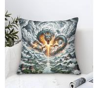 Cushion Covers Chinese Dragon Modern Art Decorative,Mythical Chinese Landscape Oil Painting Square Pillow Cases Soft Polyester Throw Pillow Cover for Sofa Garden Bed Couch Cushions 45x45cm