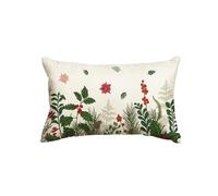 Cushion Covers Christmas Mistletoe Eucalyptus Poinsettia Red Berries Winter Holiday Cushion Case Decorations Pillow Cover Colorful Pillowcases For Livingroom Chair Office 40X60CM