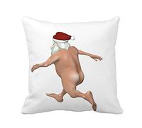 Cushion Covers Christmas Santa Streaking White Bah Humbug Series Funny Crazy Throw Pillow Case Soft Pillowcases Cozy Pillow Cover For Office Living Room Sofa 45X45CM